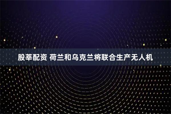 股莘配资 荷兰和乌克兰将联合生产无人机