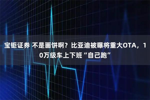 宝钜证券 不是画饼啊？比亚迪被曝将重大OTA，10万级车上下班“自己跑”